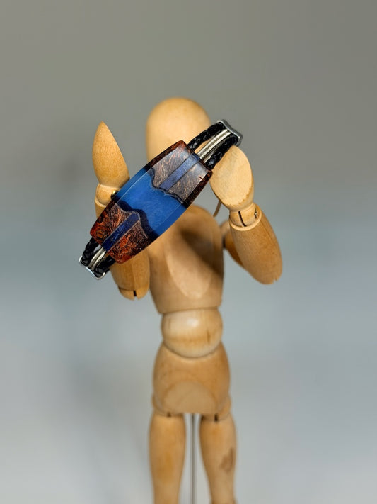 LARGE RIVER II MIXED MEDIA WOOD BRACELET WITH SLIDE CLASP NL445
