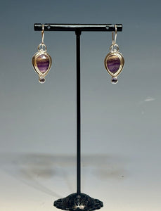 FLUORITE AND IOLITE STERLING SILVER Earrings NM506E