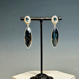 BLUE TOPAZ AND MOSS KYANITE STERLING SILVER Earrings NM519E