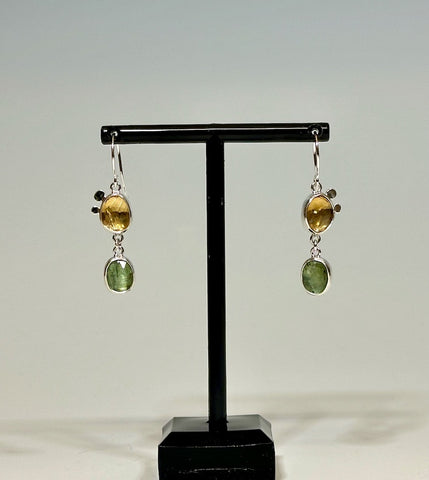 CITRINE AND GREEN KYANITE Sterling Silver Earrings  NM543E