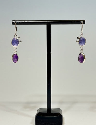 AMETHYST AND TANZANITE Sterling Silver Earrings  NM544E