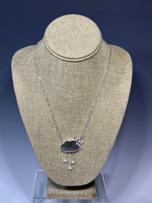 LABRADORITE AND MOONSTONE COULD/RAIN/SUN NECKLACE NM581N