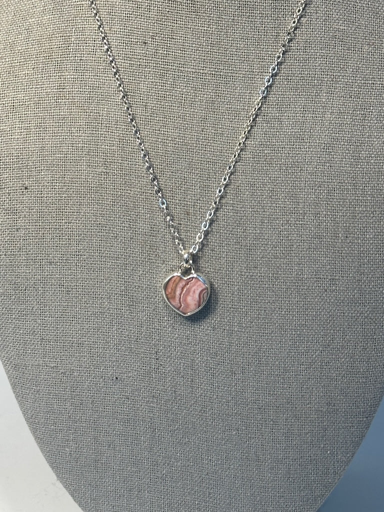 RHODOCHROSITE AND PINK TOURMALINE STERLING SILVER NECKLACE - NM605