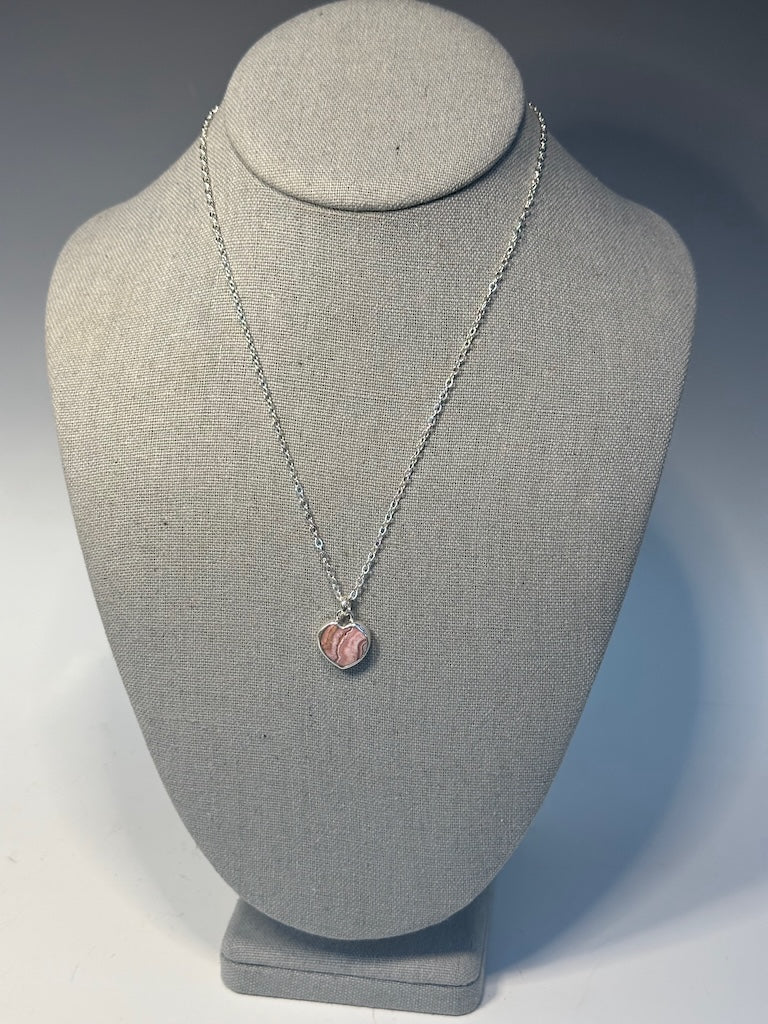 RHODOCHROSITE AND PINK TOURMALINE STERLING SILVER NECKLACE - NM605