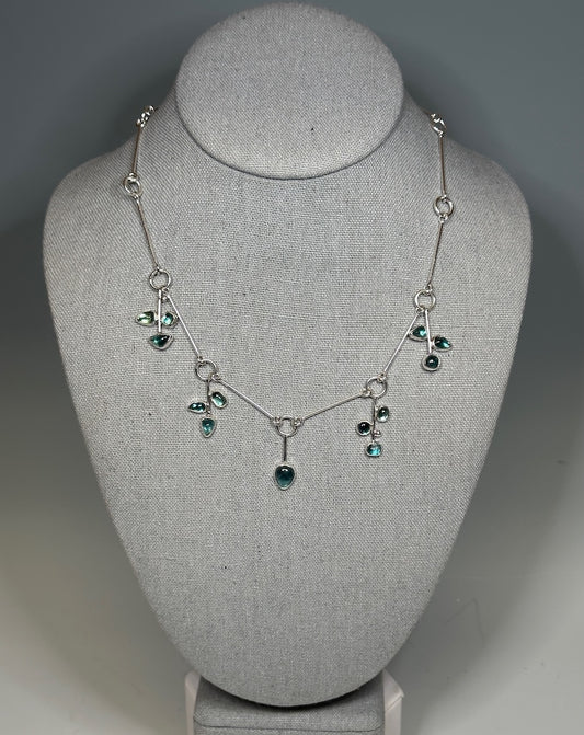 BLUE TOURMALINE STERLING SILVER NECKLACE NM636N