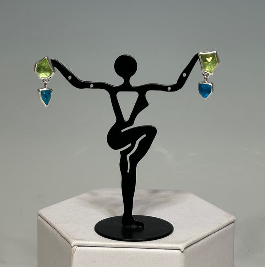 PERIDOT,  APATITE AND STERLING SILVER POST EARRINGS NM638E