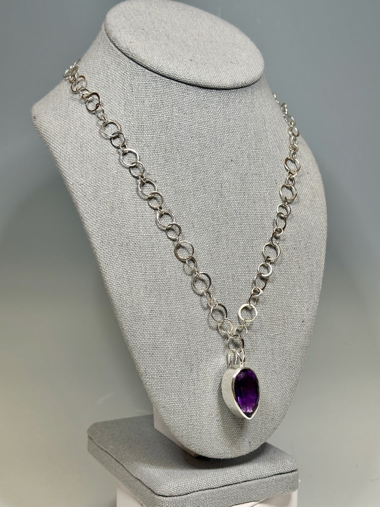 LARGE AMETHYST PENDANT NECKLACE - NM645N