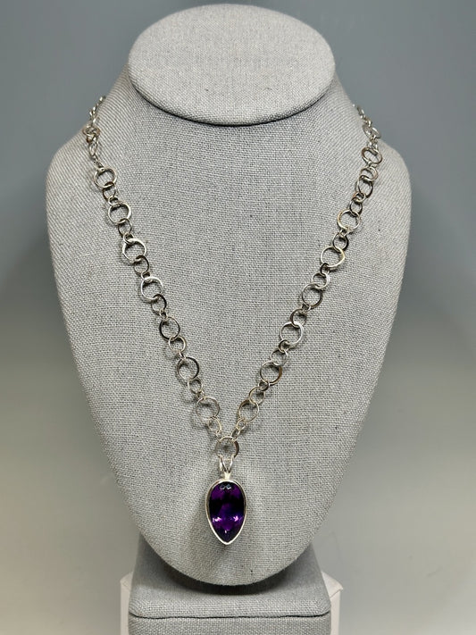 LARGE AMETHYST PENDANT NECKLACE - NM645N