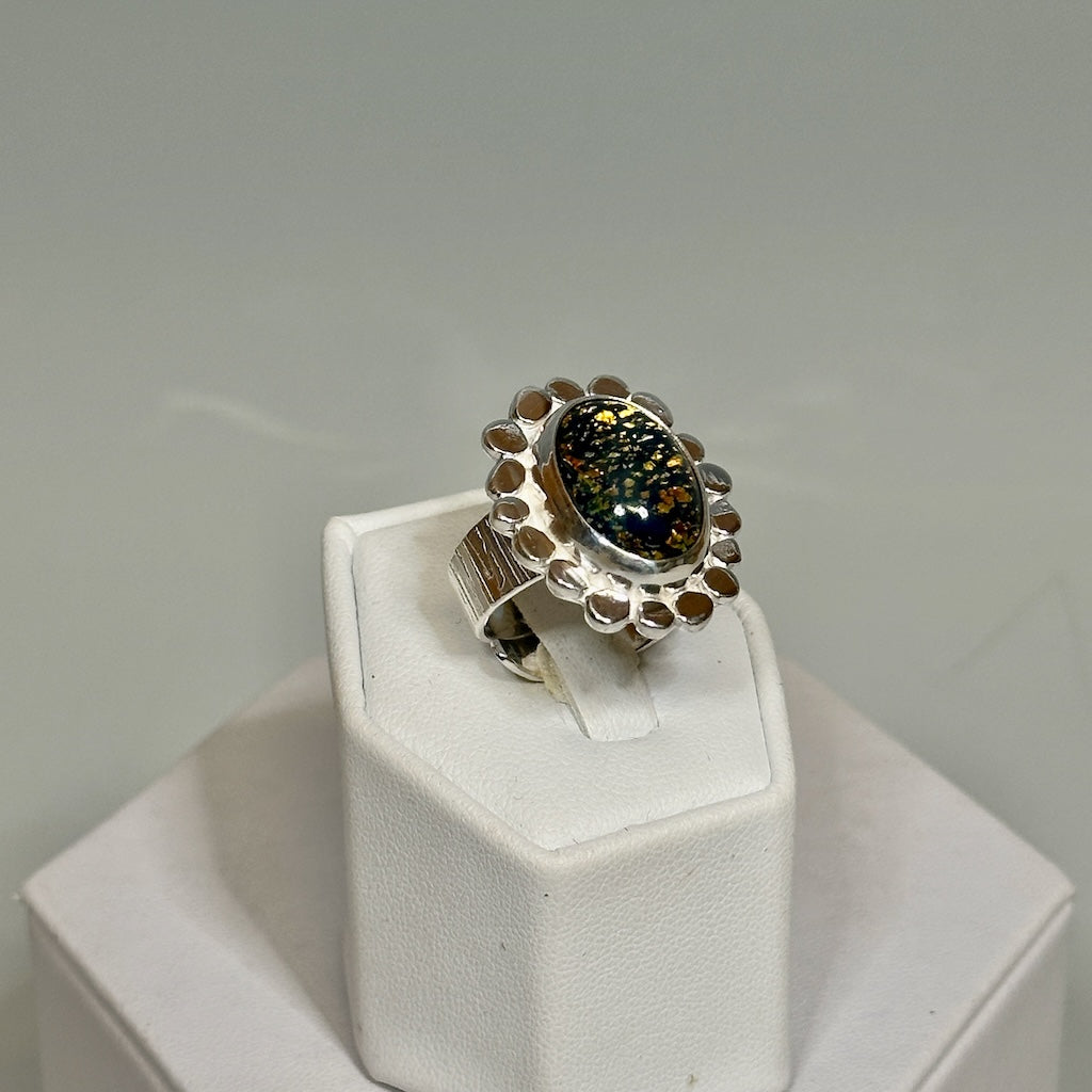 DICHROIC STERLING SILVER ADJUSTABLE RING NM650R