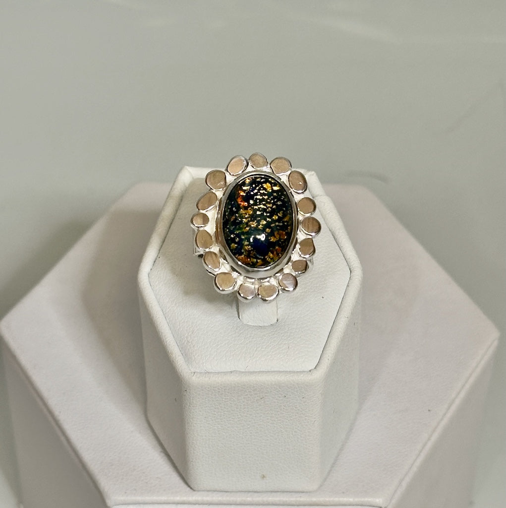 DICHROIC STERLING SILVER ADJUSTABLE RING NM650R