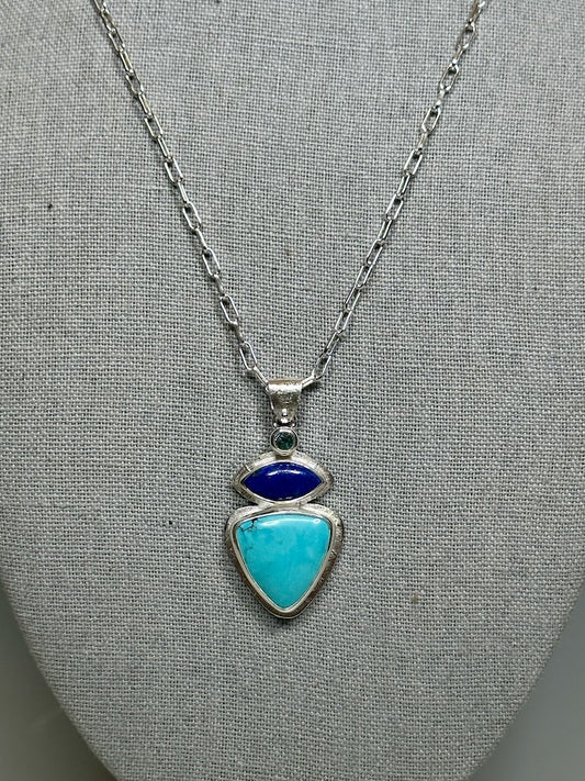 LAPIS LAZULI, TURQUOISE AND BLUE TOPAZ NECKLACE - NM663N