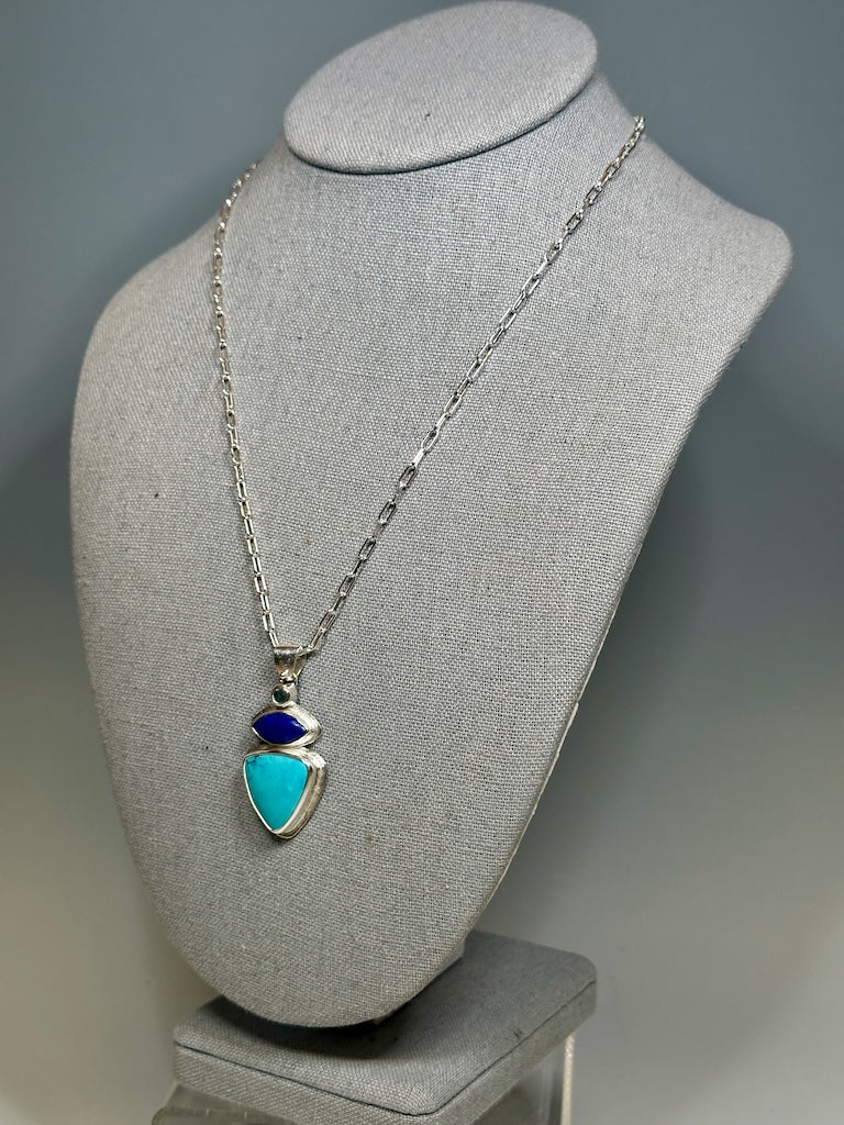 LAPIS LAZULI, TURQUOISE AND BLUE TOPAZ NECKLACE - NM663N