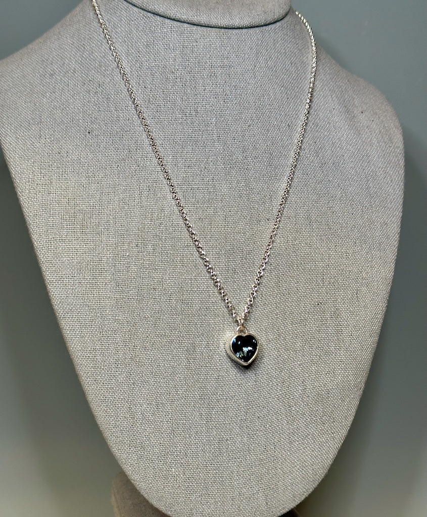 LONDON BLUE TOPAZ HEART STERLING SILVER NECKLACE - NM673N