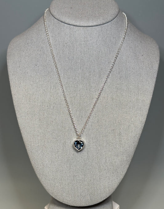 LONDON BLUE TOPAZ HEART STERLING SILVER NECKLACE - NM673N