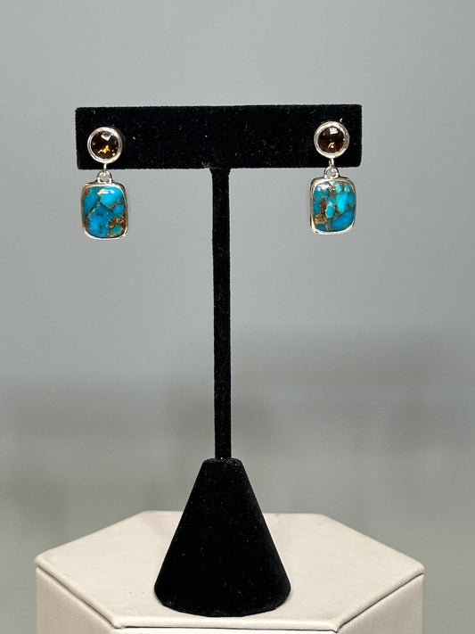 WHISKEY TOPAZ AND TURQUOISE EARRINGS NM679E
