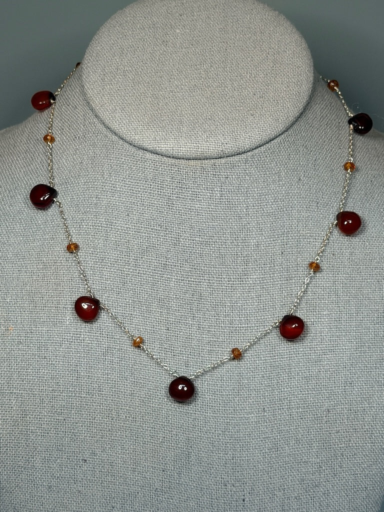 HESSONITE GARNET & CITRINE NECKLACE NM694N