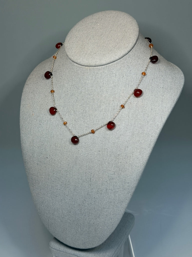 HESSONITE GARNET & CITRINE NECKLACE NM694N