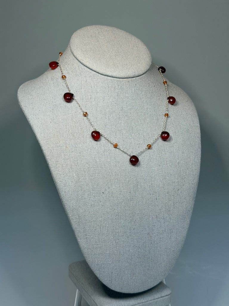 HESSONITE GARNET & CITRINE NECKLACE NM694N