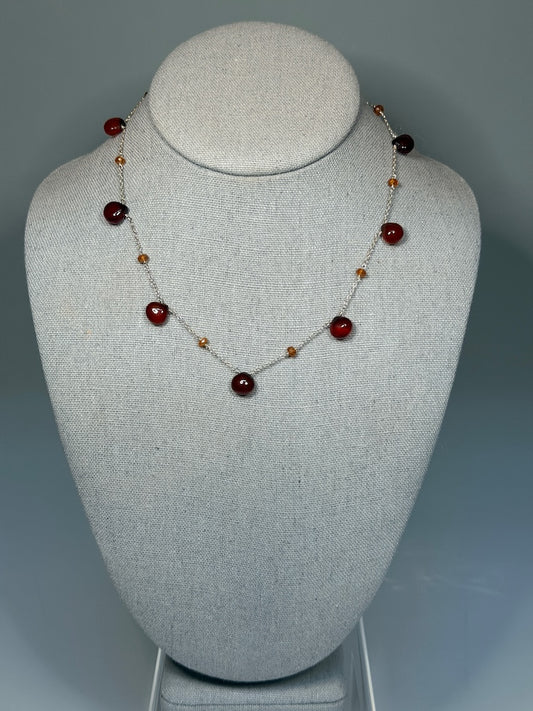 HESSONITE GARNET & CITRINE NECKLACE NM694N