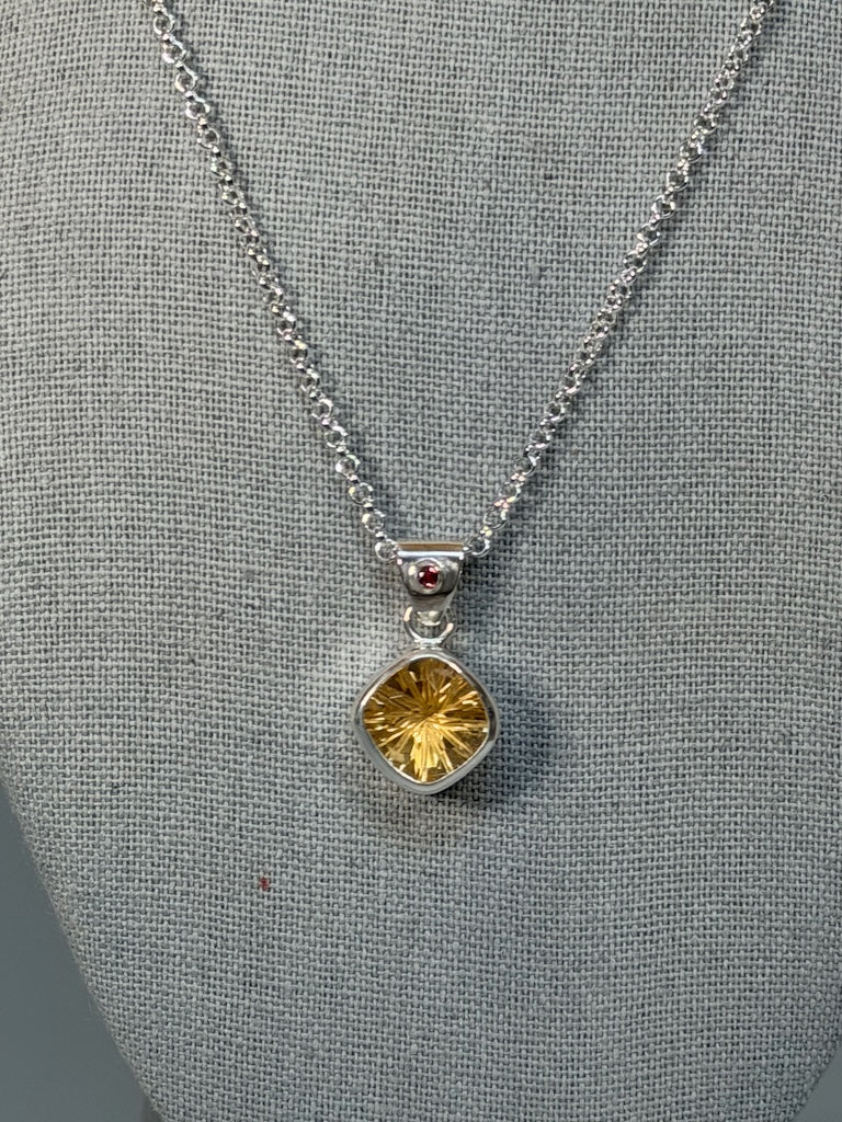 CITRINE AND SAPPHIRE STERLING SILVER NECKLACE NM704N