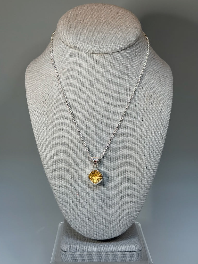 CITRINE AND SAPPHIRE STERLING SILVER NECKLACE NM704N