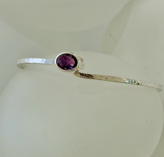AMETHYST STERLING SILVER BANGLE BRACELET NM714B