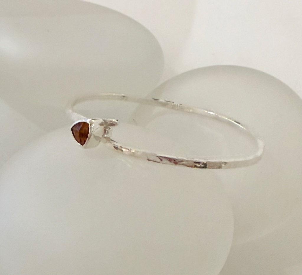 TRIANGLE CITRINE STERLING SILVER BANGLE BRACELET NM715B