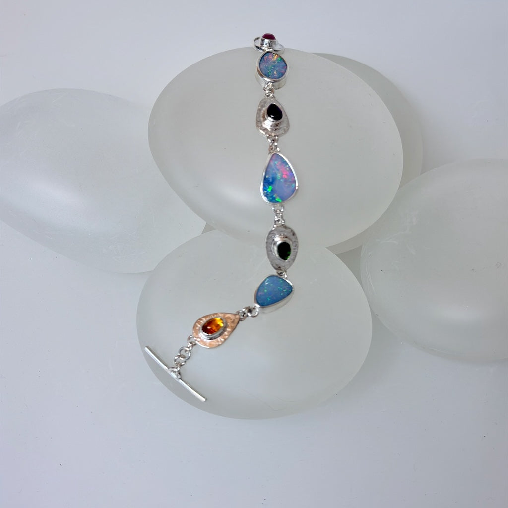 OPAL, RUBY, AMETHYST, CITRINE AND CHROME DIOPSIDE BRACELET NM732B
