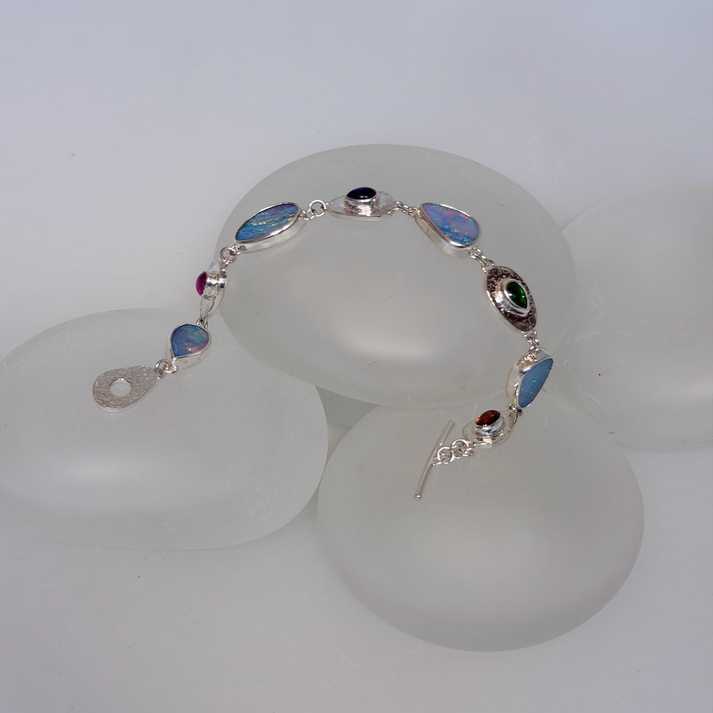 OPAL, RUBY, AMETHYST, CITRINE AND CHROME DIOPSIDE BRACELET NM732B