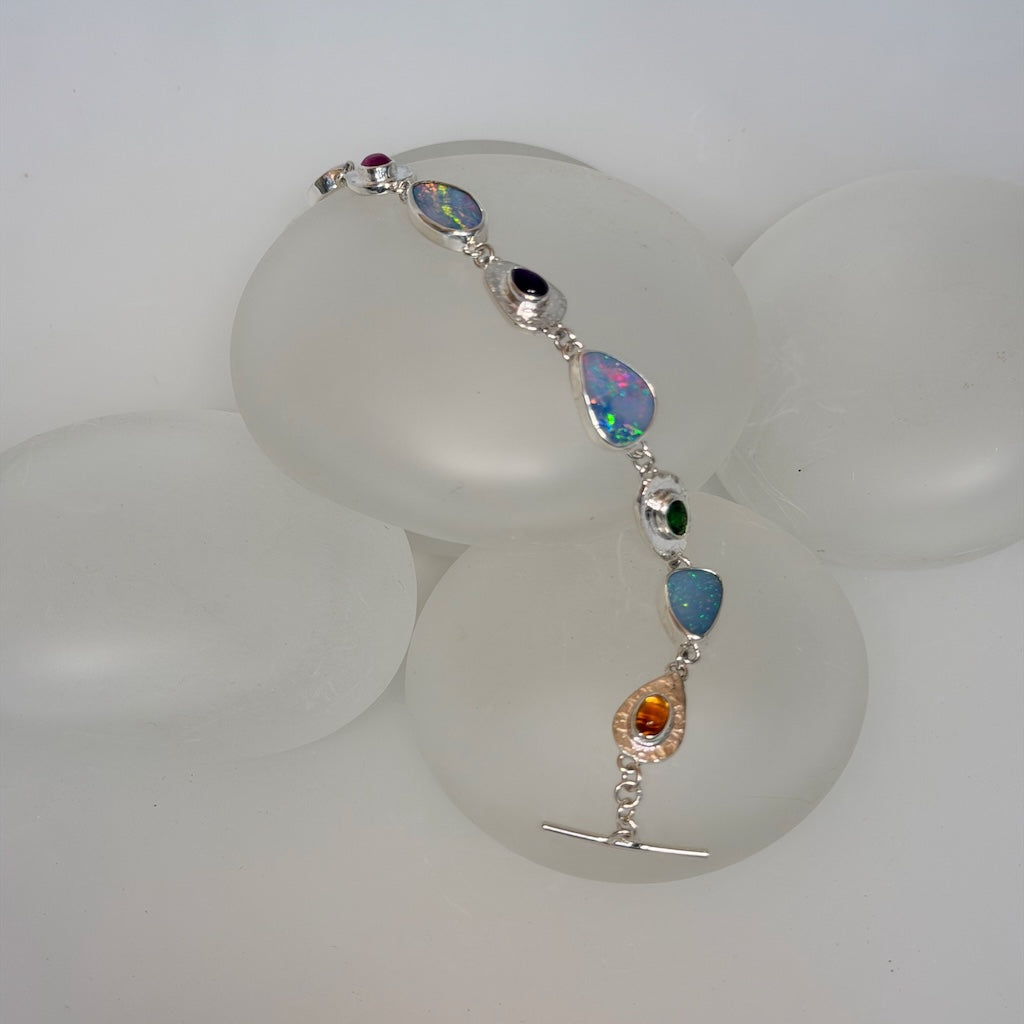 OPAL, RUBY, AMETHYST, CITRINE AND CHROME DIOPSIDE BRACELET NM732B