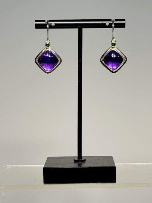 AMETHYST AND CHROME DIOPSIDE EARRINGS NM737E