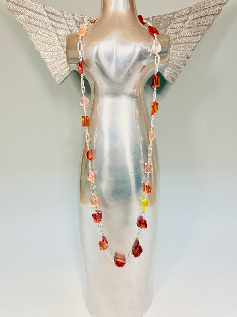 LAB GROWN PADPARADSCHA SAPPHIRE STERLING SILVER NECKLACE NM742N