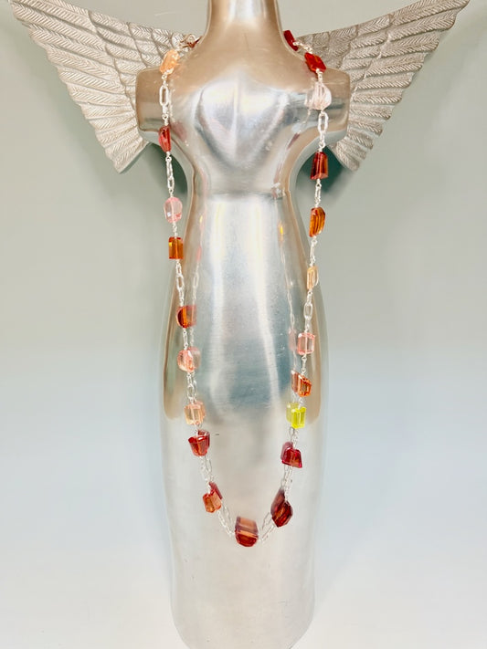 LAB GROWN PADPARADSCHA SAPPHIRE STERLING SILVER NECKLACE NM742N