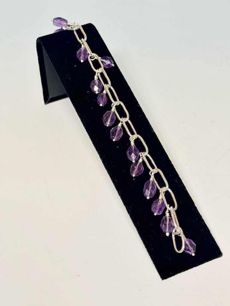 AMETHYST DROP AND STERLING SILVER BRACELET NM753B