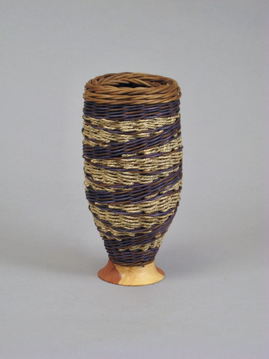 NAVY SPIRAL WITH CEDAR MIXED MEDIA BASKETRY