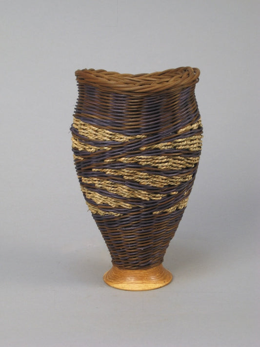 NAVY SPIRAL HILLS WITH WALNUT MIXED MEDIA BASKETRY