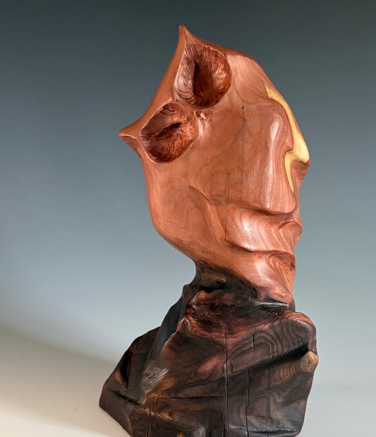 "NIGHT KISS II" HAND CARVED CEDAR SCULPTURE