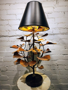 ORANGE GINKO LEAF LAMP W/ BLACK SHADE