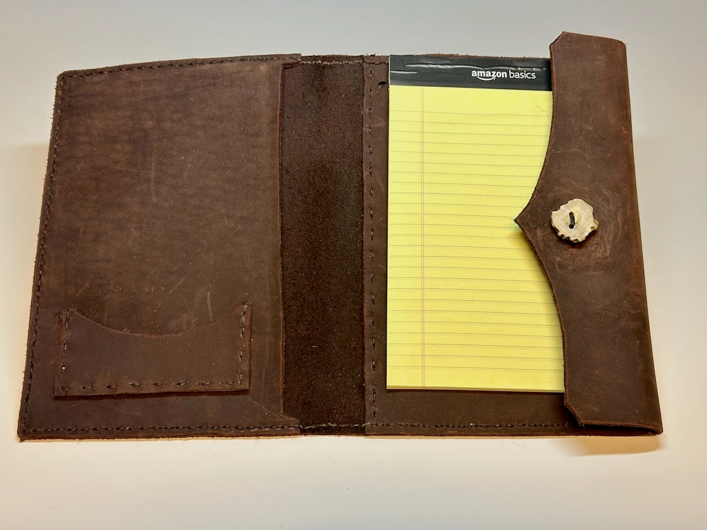 Handmade Small Brown Leather Day Planner with Antler Button PB102