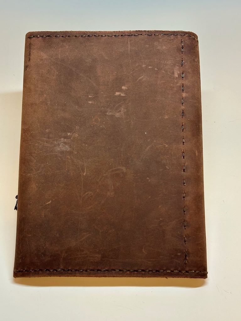 Handmade Small Brown Leather Day Planner with Antler Button PB102