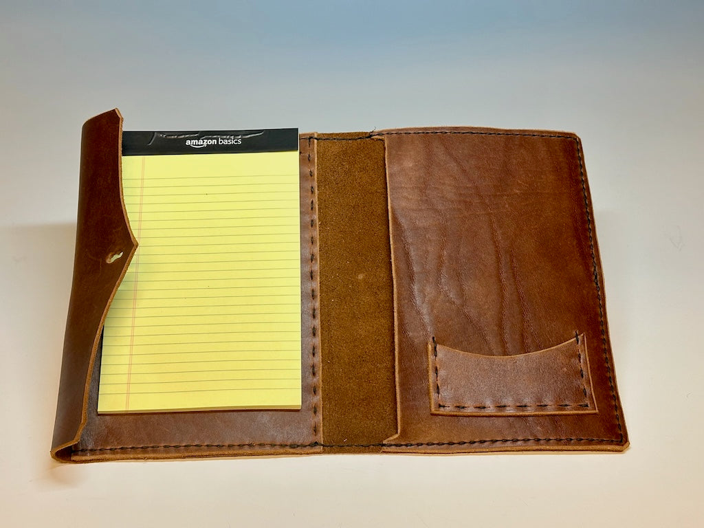 Handmade Small Brown Leather Day Planner with Harness Button closure PB104