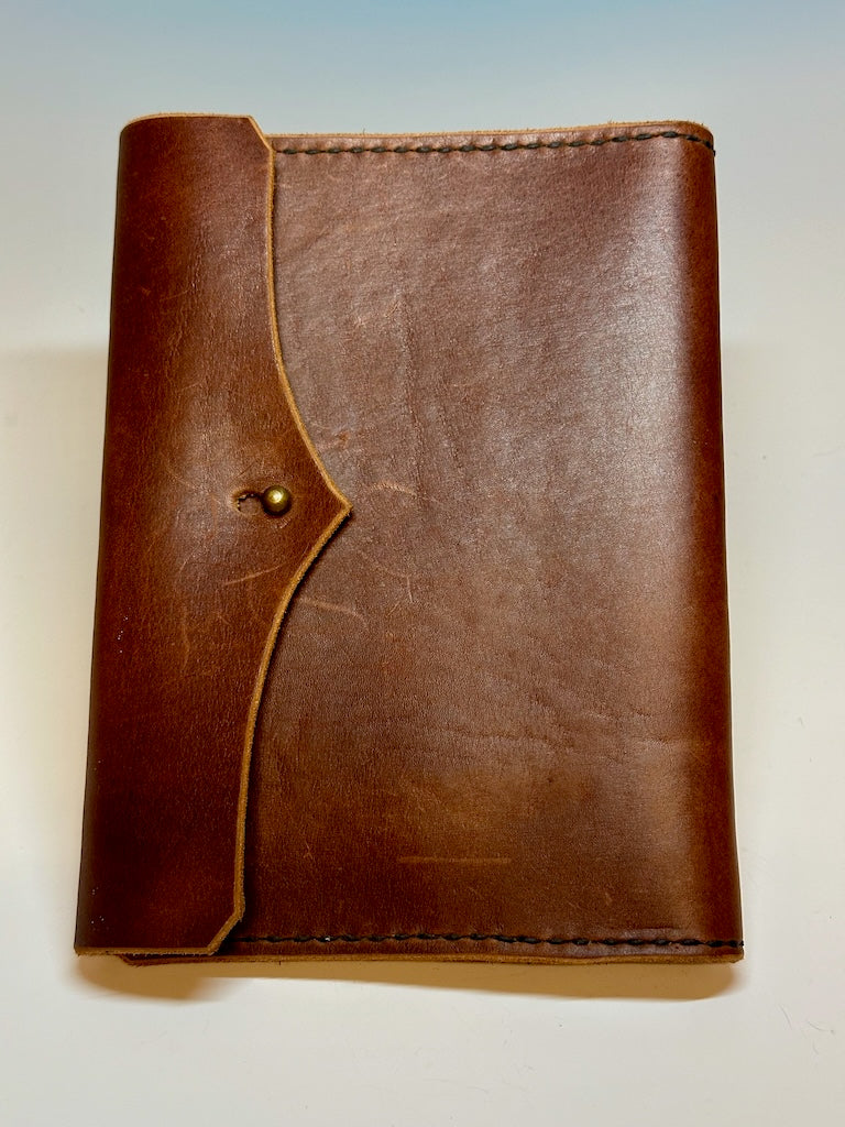 Handmade Small Brown Leather Day Planner with Harness Button closure PB104