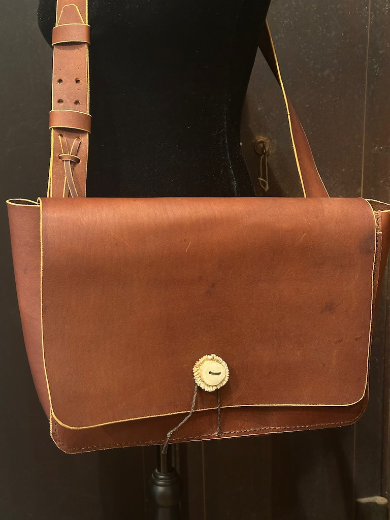 Large Handmade Brown Crossbody Leather Satchel/Briefcase with Adjustable Strap PB109