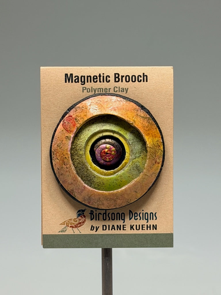 MULTI COLOR CONCENTRIC CONCENTRIC POLYMER CLAY MAGNETIC BROOCH PCB876