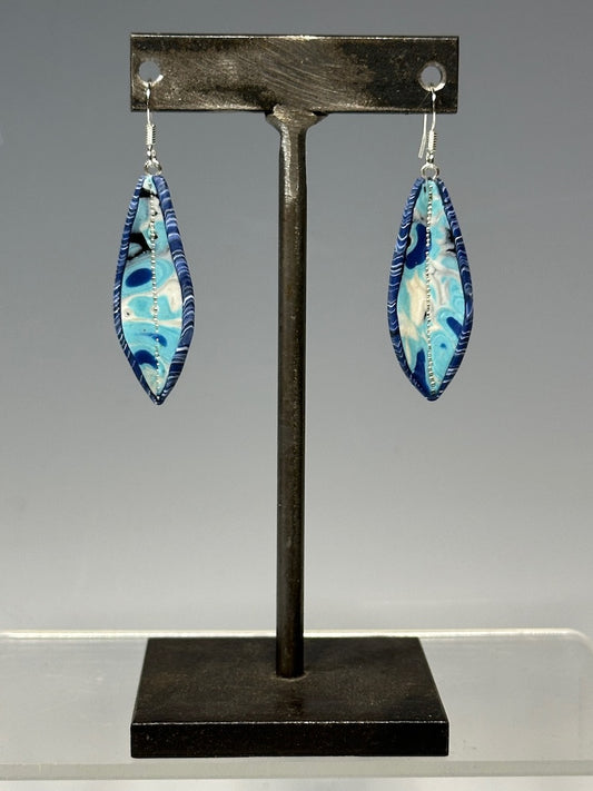 ORGANIC LEAF SHAPED POLYMER CLAY EARRINGS WITH STERLING SILVER WIRES DKPCE742