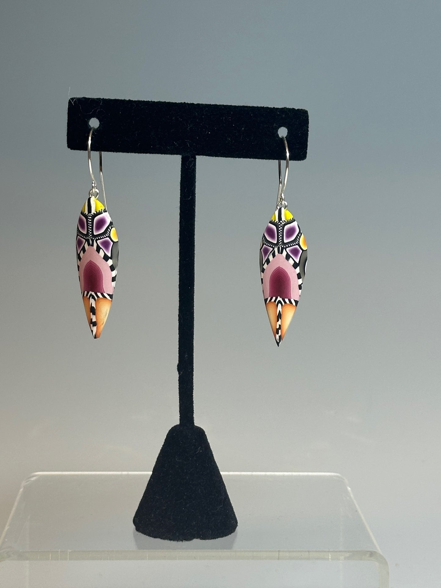 ART DECO VIBE POLYMER CLAY EARRINGS ON STERLING SILVER EAR WIRES DKPCE754