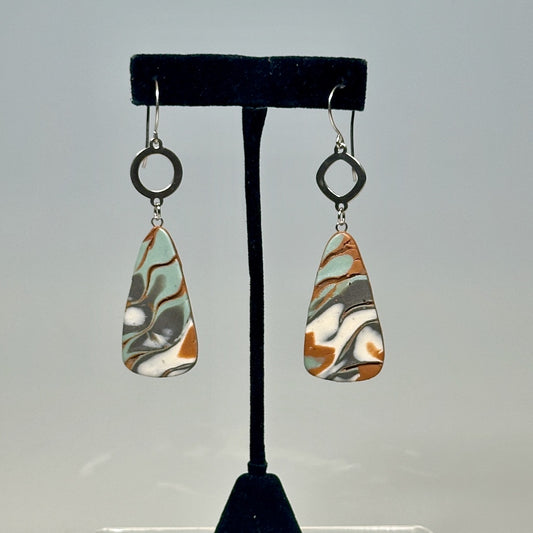 MULTI COMPONENT POLYMER CLAY DANGLE EARRINGS WITH STAINLESS STEEL EAR WIRES PCE810