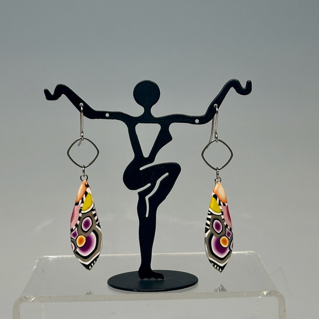 MULTI COMPONENT POLYMER CLAY DANGLE EARRINGS WITH STAINLESS STEEL EAR WIRES PCE811
