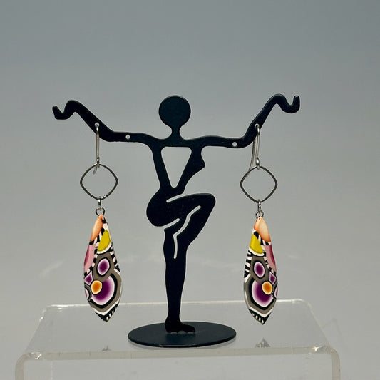 MULTI COMPONENT POLYMER CLAY DANGLE EARRINGS WITH STAINLESS STEEL EAR WIRES PCE811