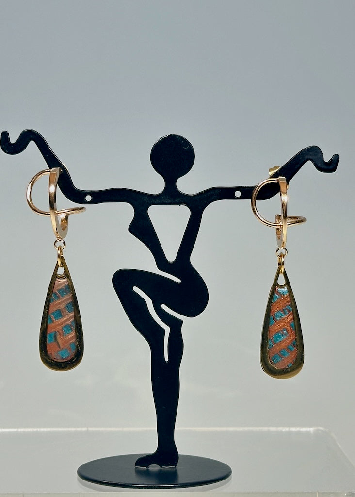 MULTI COMPONENT POLYMER CLAY DANGLE EARRINGS WITH GOLD STAINLESS STEEL EAR WIRES PCE812